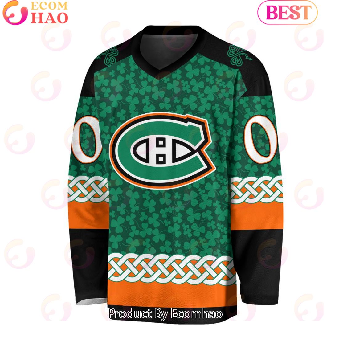 NHL Montreal Canadiens Special St.Patrick’s Day Design Vneck Long Sleeve Shirt