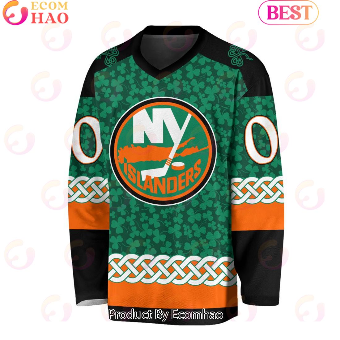 NHL New York Islanders Special St.Patrick’s Day Design Vneck Long Sleeve Shirt