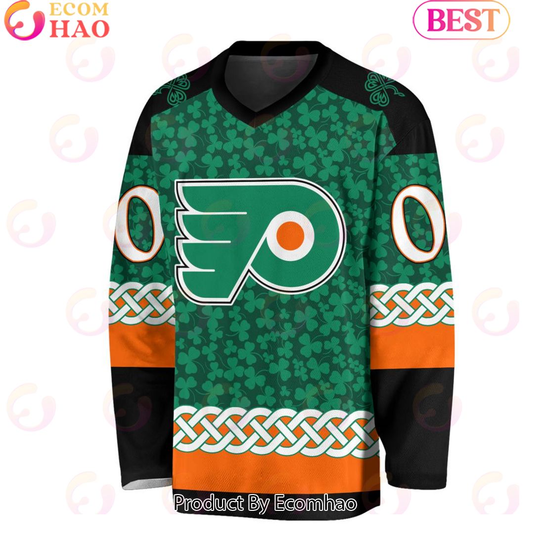 NHL Philadelphia Flyers Special St.Patrick’s Day Design Vneck Long Sleeve Shirt