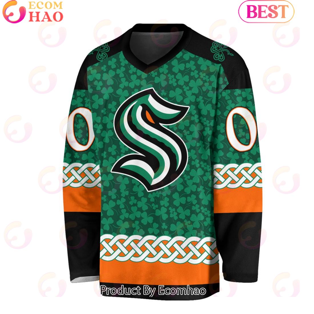 NHL Seattle Kraken Special St.Patrick’s Day Design Vneck Long Sleeve Shirt