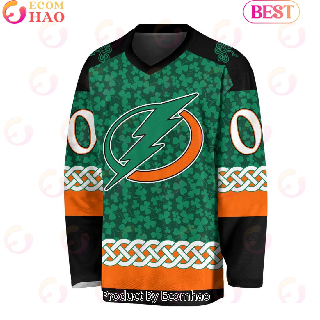 NHL Tampa Bay Lightning Special St.Patrick’s Day Design Vneck Long Sleeve Shirt