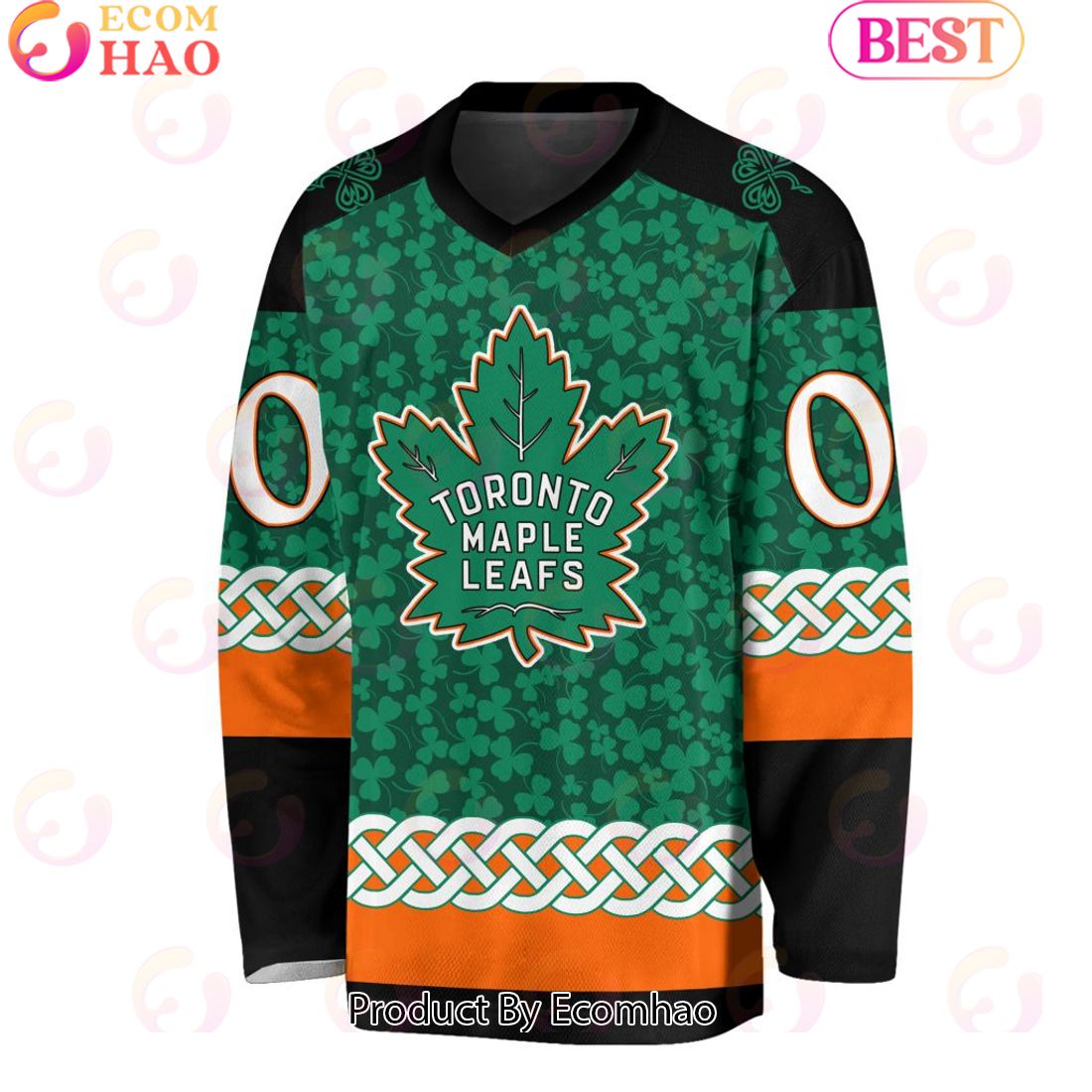 NHL Toronto Maple Leafs Special St.Patrick’s Day Design Vneck Long Sleeve Shirt