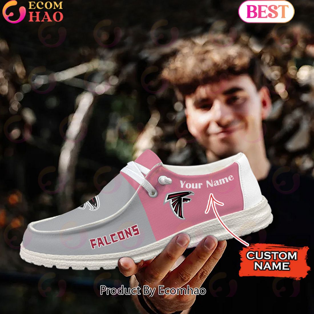 NFL Atlanta Falcons Pink Hey Due Shoes Custom Name Perfect Gift