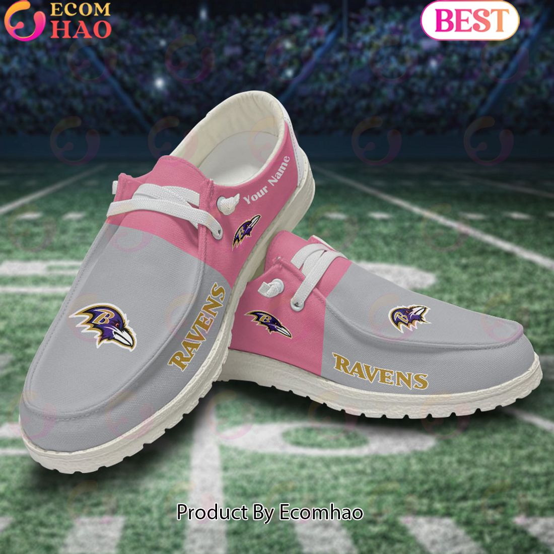 NFL Baltimore Ravens Pink Hey Due Shoes Custom Name Perfect Gift