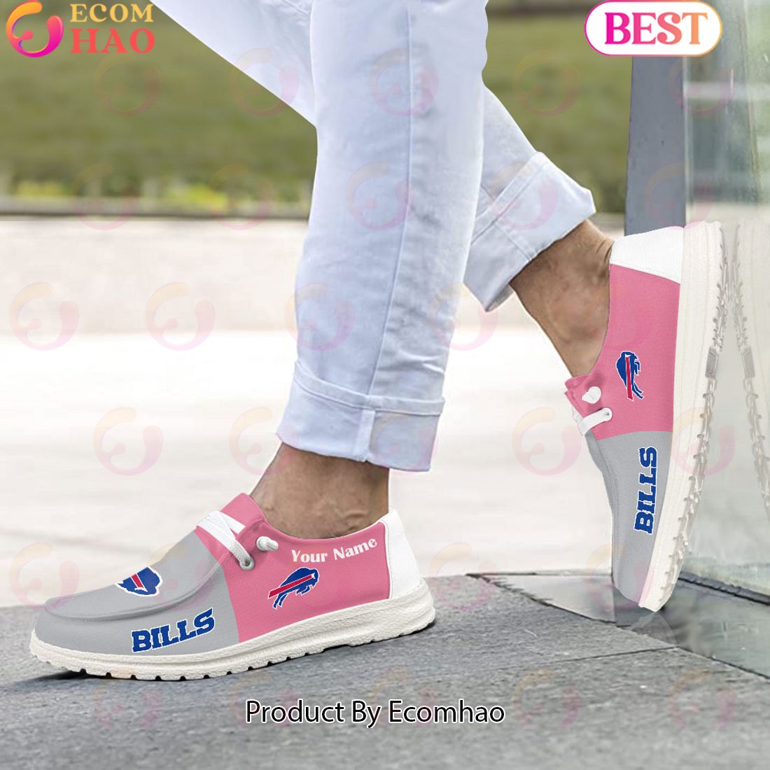 NFL Buffalo Bills Pink Hey Due Shoes Custom Name Perfect Gift