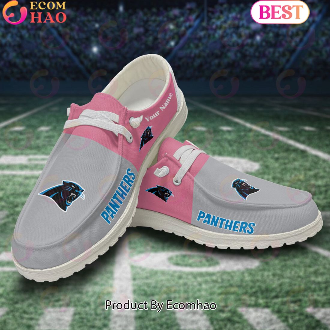 NFL Carolina Panthers Pink Hey Due Shoes Custom Name Perfect Gift