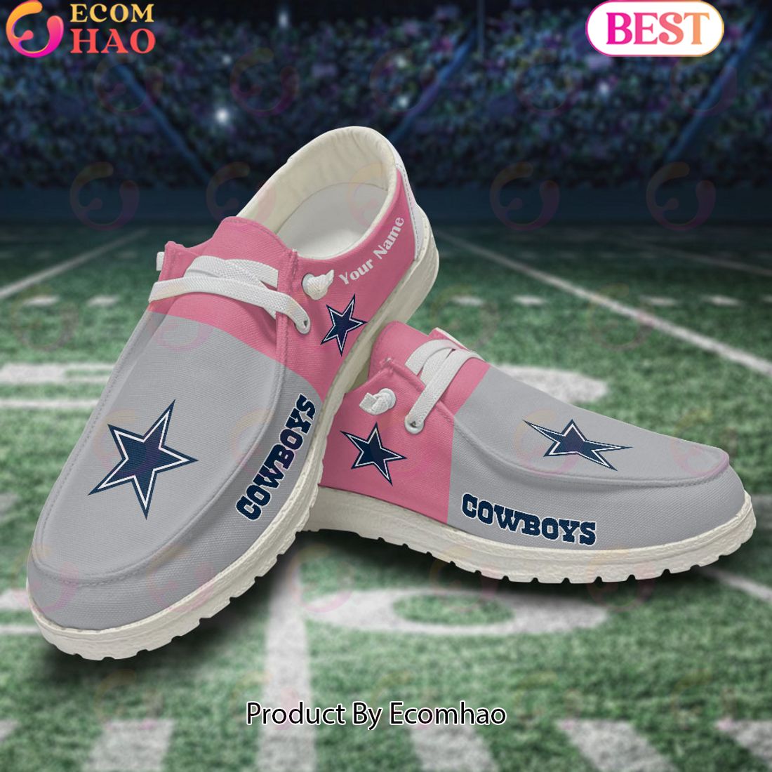 NFL Dallas Cowboys Pink Hey Due Shoes Custom Name Perfect Gift