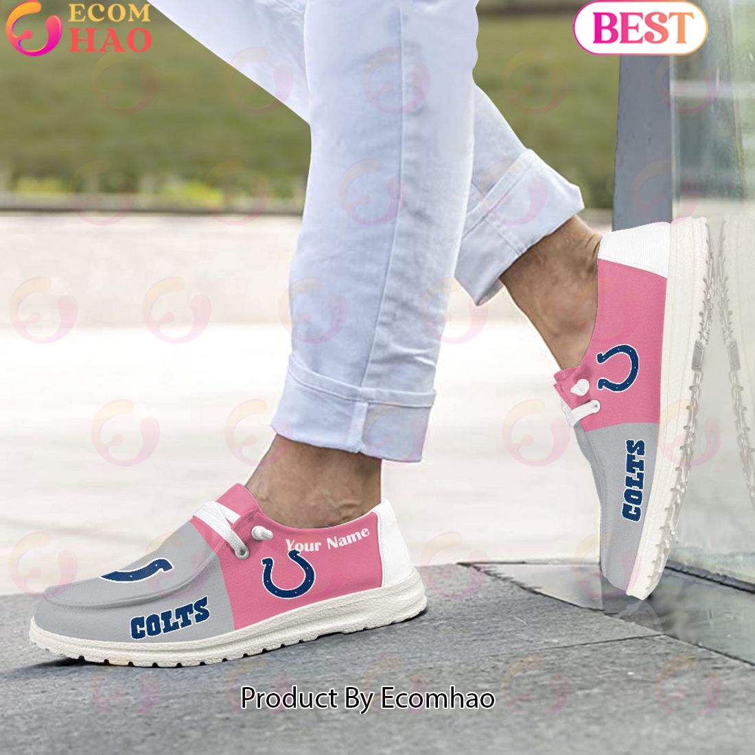 NFL Indianapolis Colts Pink Hey Due Shoes Custom Name Perfect Gift