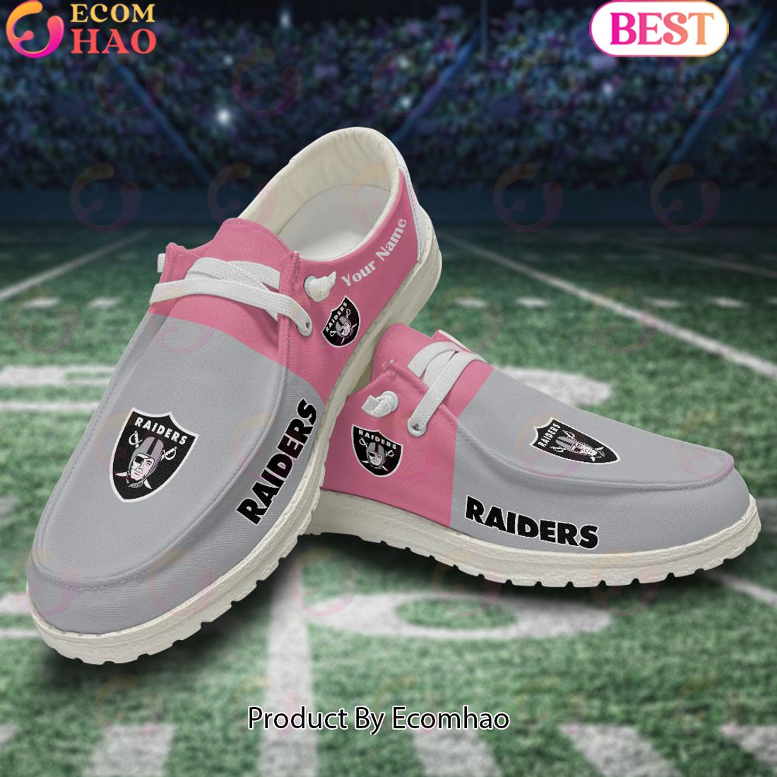 NFL Las Vegas Raiders Pink Hey Due Shoes Custom Name Perfect Gift