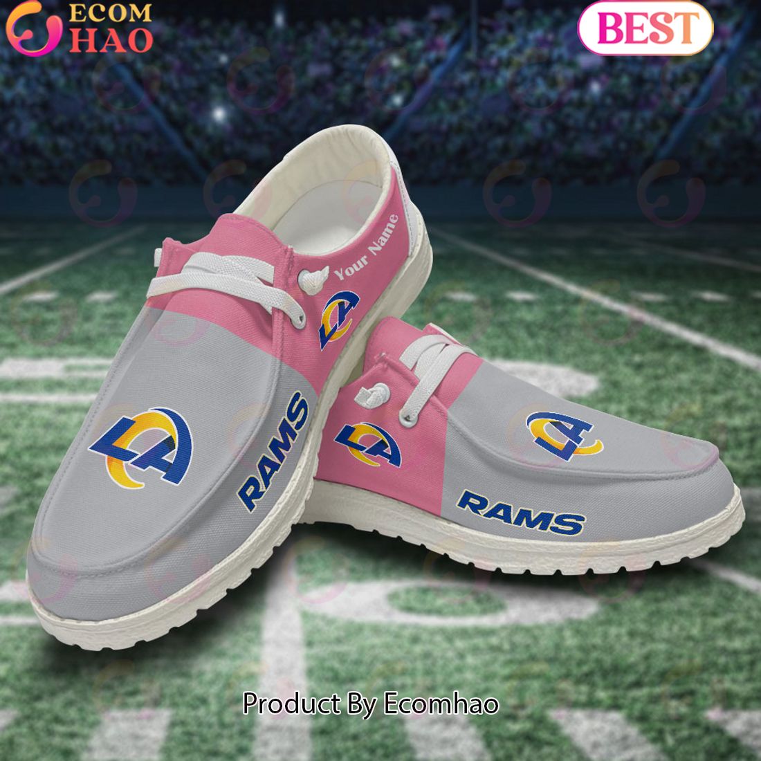 NFL Los Angeles Rams Pink Hey Due Shoes Custom Name Perfect Gift