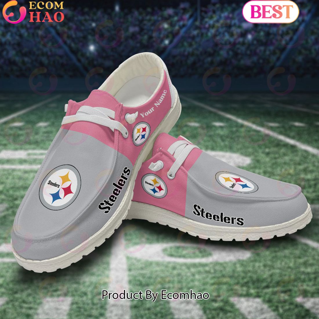 NFL Pittsburgh Steelers Pink Hey Due Shoes Custom Name Perfect Gift