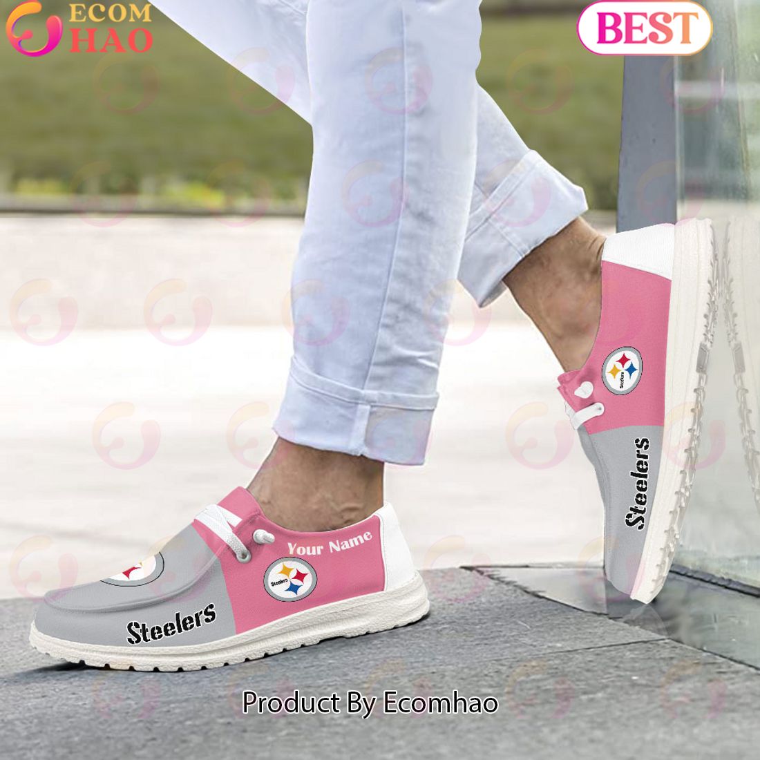 NFL Pittsburgh Steelers Pink Hey Due Shoes Custom Name Perfect Gift