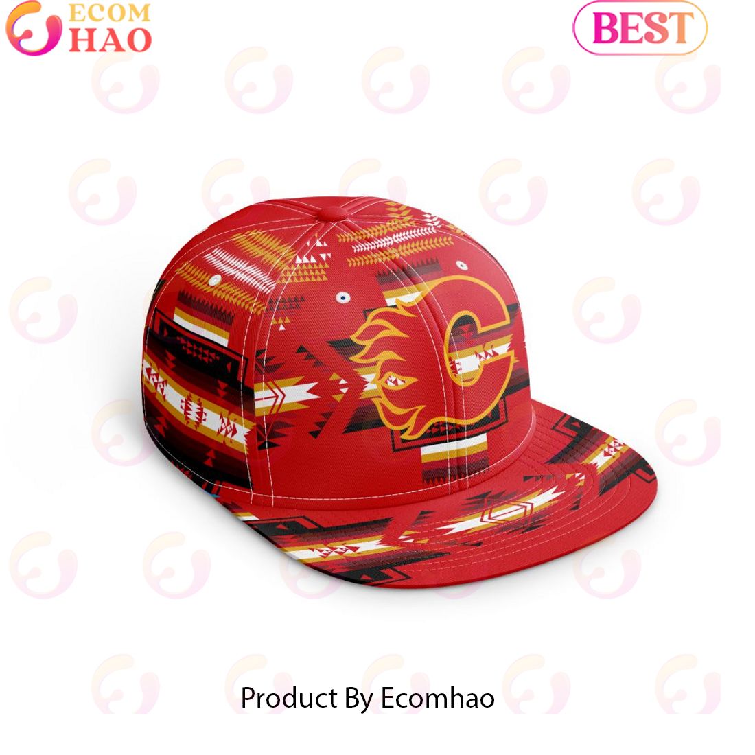 NHL Calgary Flames Special Snapback With Native Pattern Design Cap