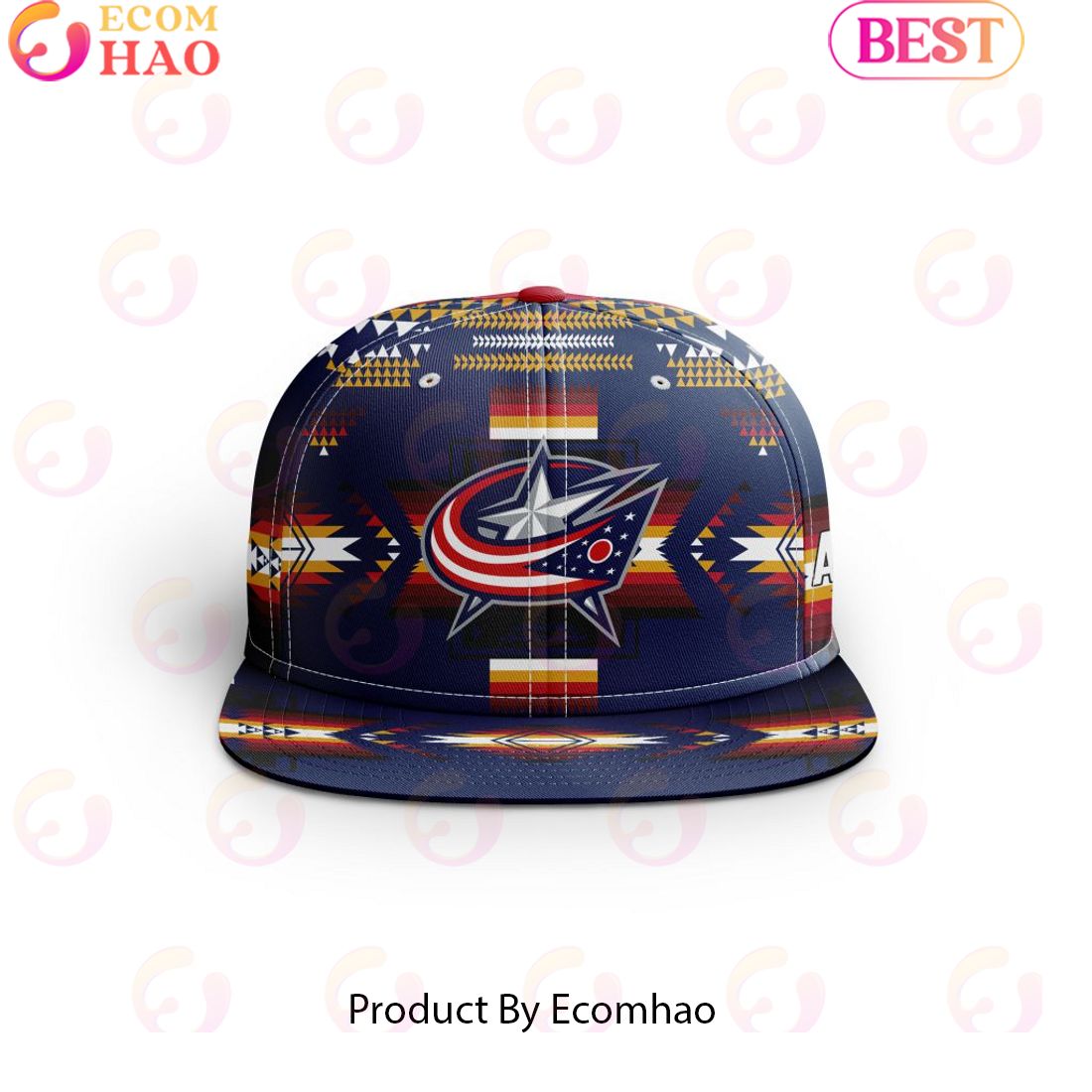 NHL Columbus Blue Jackets Special Snapback With Native Pattern Design Cap