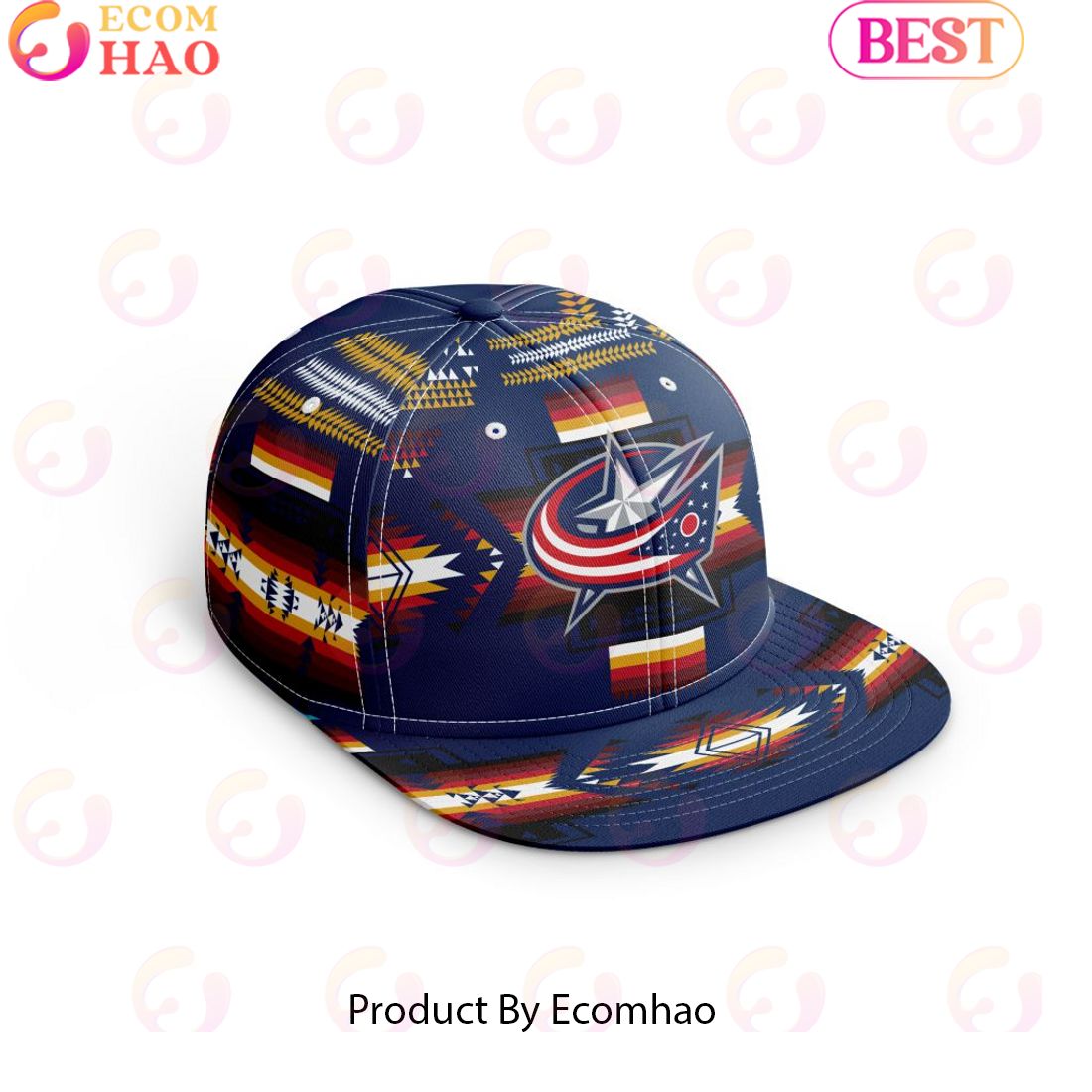 NHL Columbus Blue Jackets Special Snapback With Native Pattern Design Cap