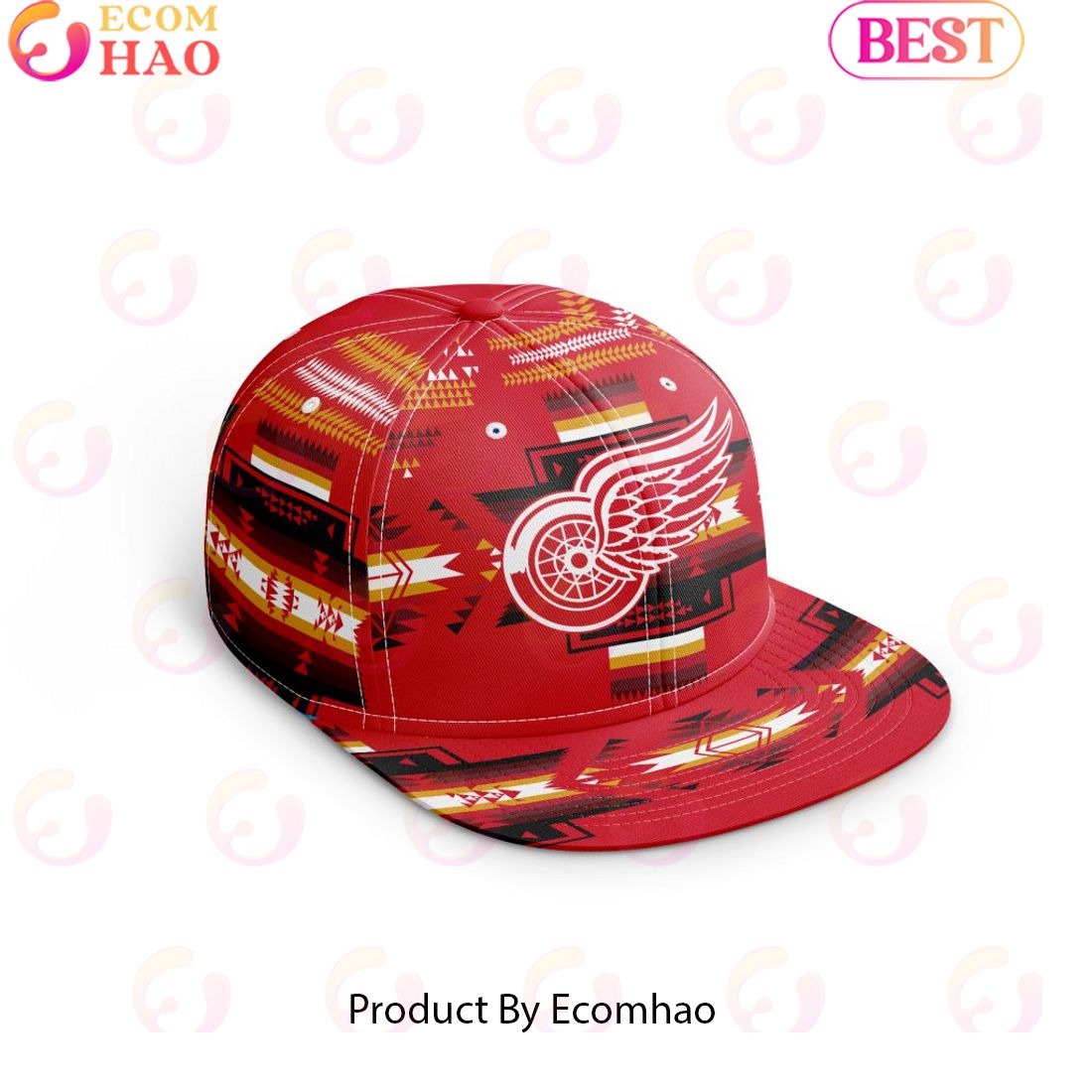 NHL Detroit Red Wings Special Snapback With Native Pattern Design Cap