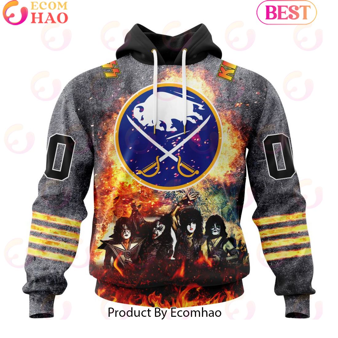 Personalized Buffalo Sabres Special Mix KISS Band Design 3D Hoodie