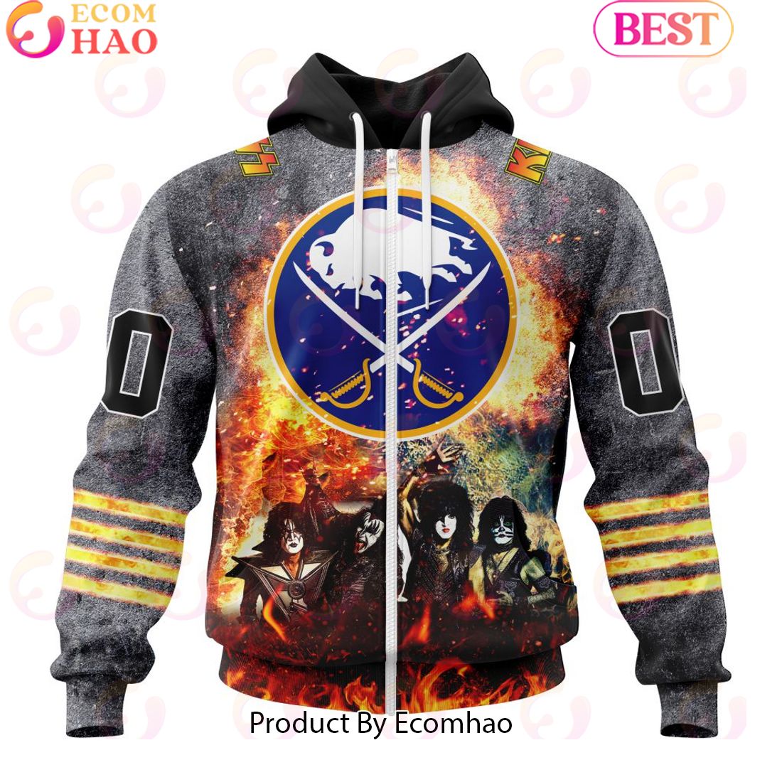 Personalized Buffalo Sabres Special Mix KISS Band Design 3D Hoodie