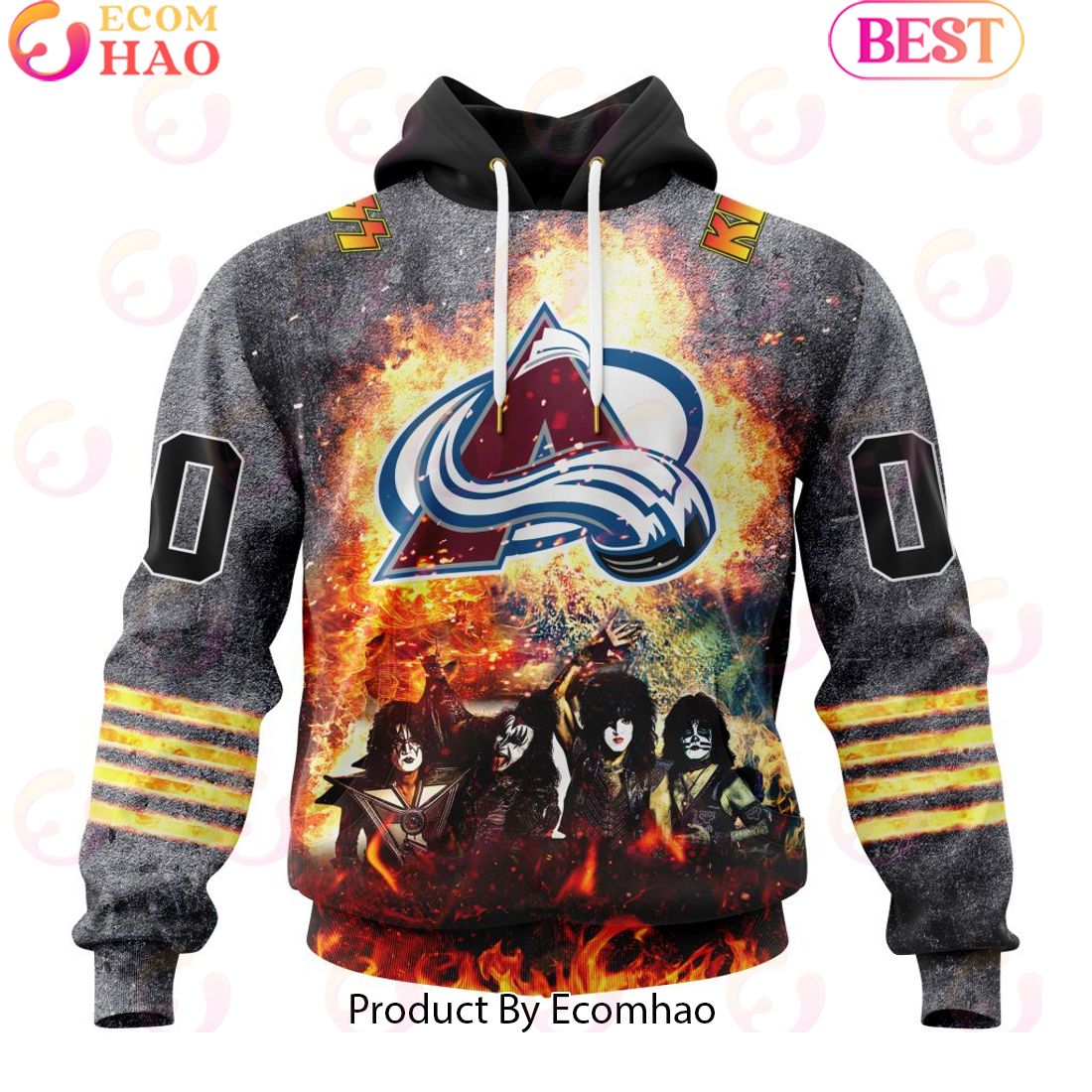 Personalized Colorado Avalanche Special Mix KISS Band Design 3D Hoodie