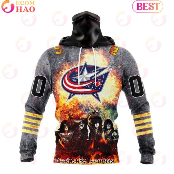 Personalized Columbus Blue Jackets Special Mix KISS Band Design 3D Hoodie
