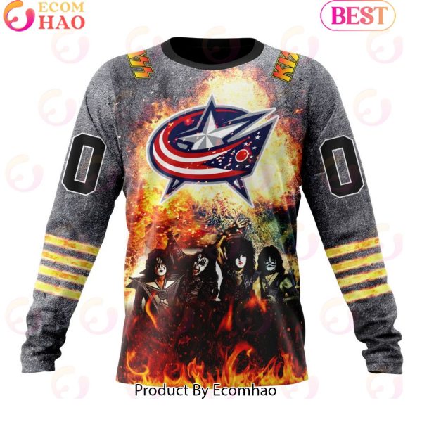 Personalized Columbus Blue Jackets Special Mix KISS Band Design 3D Hoodie