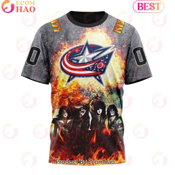 Personalized Columbus Blue Jackets Special Mix KISS Band Design 3D Hoodie