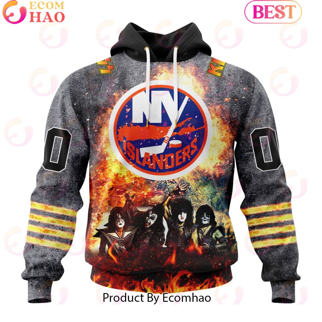 Personalized New York Islanders Special Mix KISS Band Design 3D Hoodie