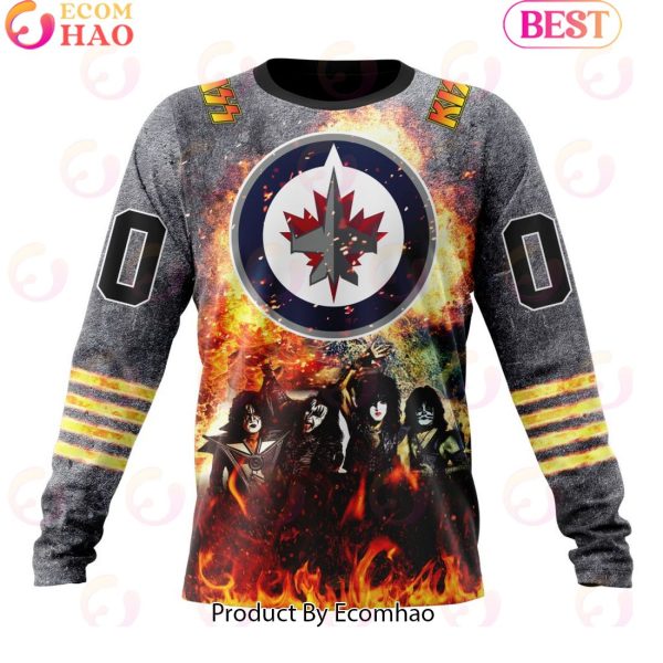 Personalized Winnipeg Jets Special Mix KISS Band Design 3D Hoodie