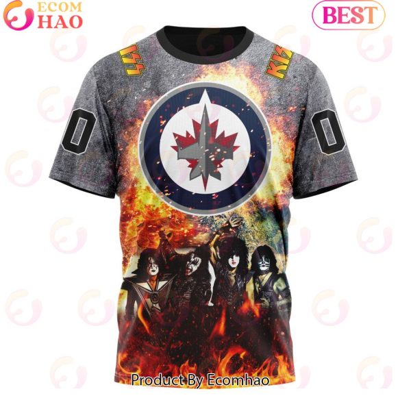 Personalized Winnipeg Jets Special Mix KISS Band Design 3D Hoodie