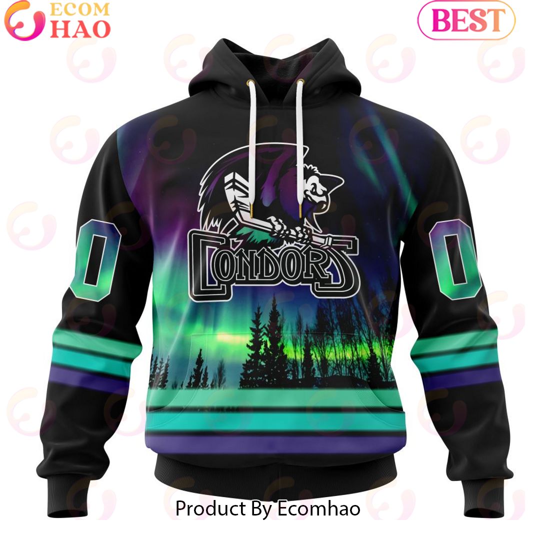 Personalized Bakersfield Condors Special Design With Northern Lights 3D Hoodie