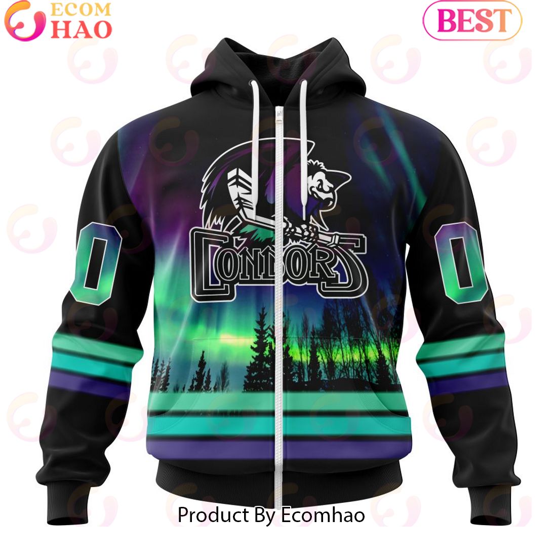 Personalized Bakersfield Condors Special Design With Northern Lights 3D Hoodie