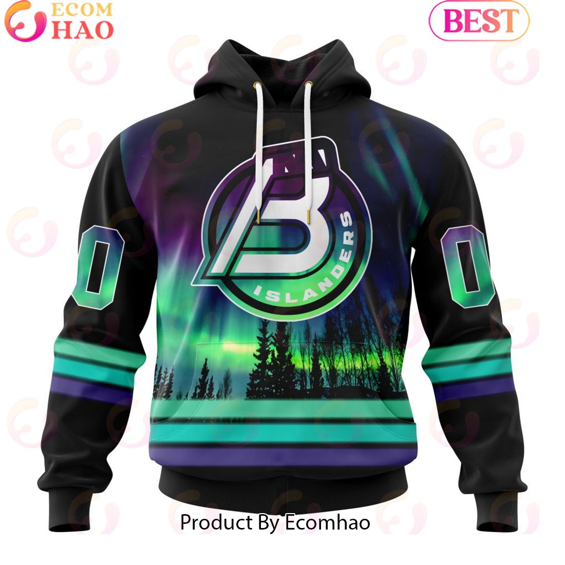 Personalized Bridgeport Islanders Special Design With Northern Lights 3D Hoodie