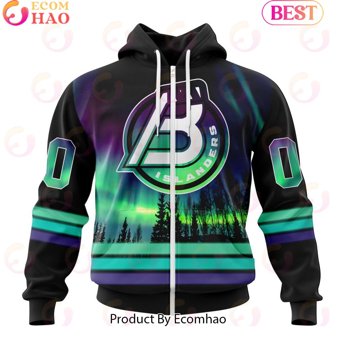 Personalized Bridgeport Islanders Special Design With Northern Lights 3D Hoodie