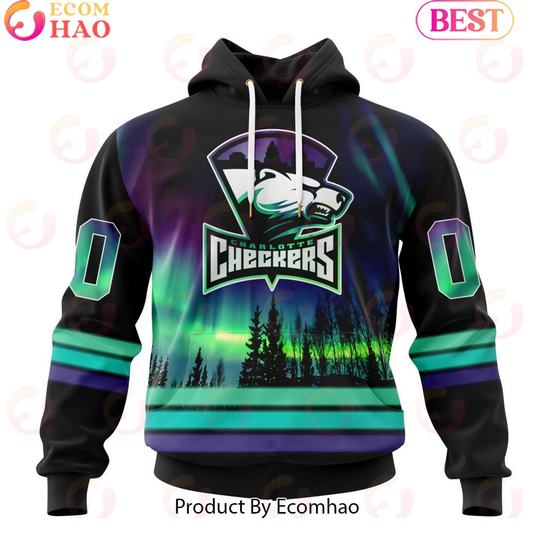 Personalized Charlotte Checkers Special Design With Northern Lights 3D Hoodie