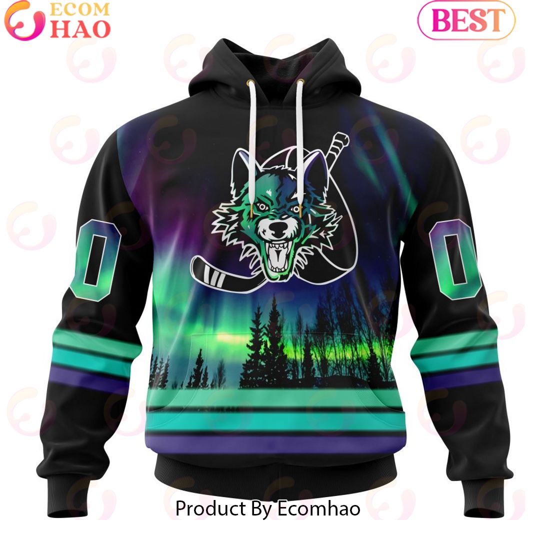 Personalized Chicago Wolves Special Design With Northern Lights 3D Hoodie