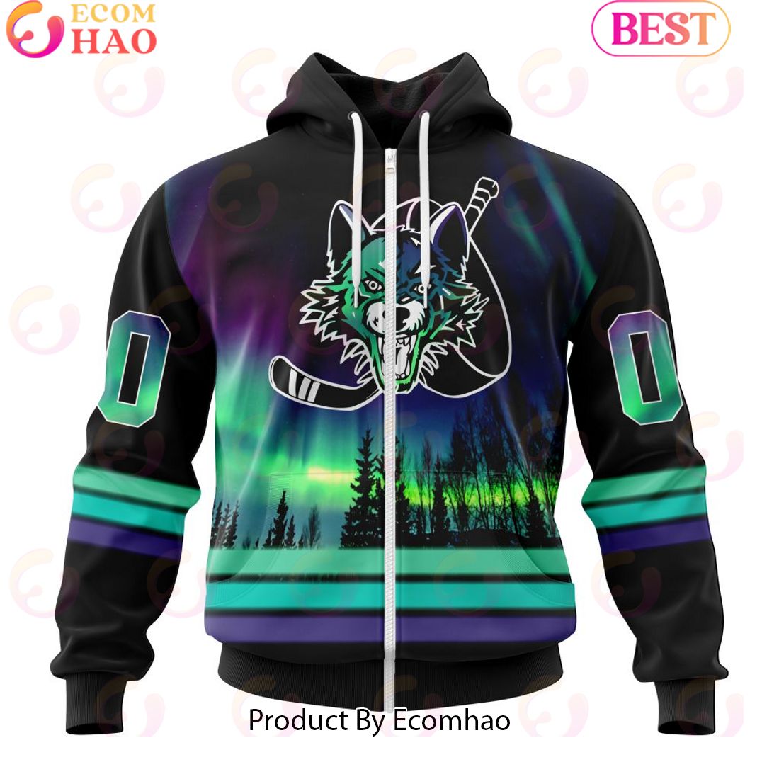 Personalized Chicago Wolves Special Design With Northern Lights 3D Hoodie