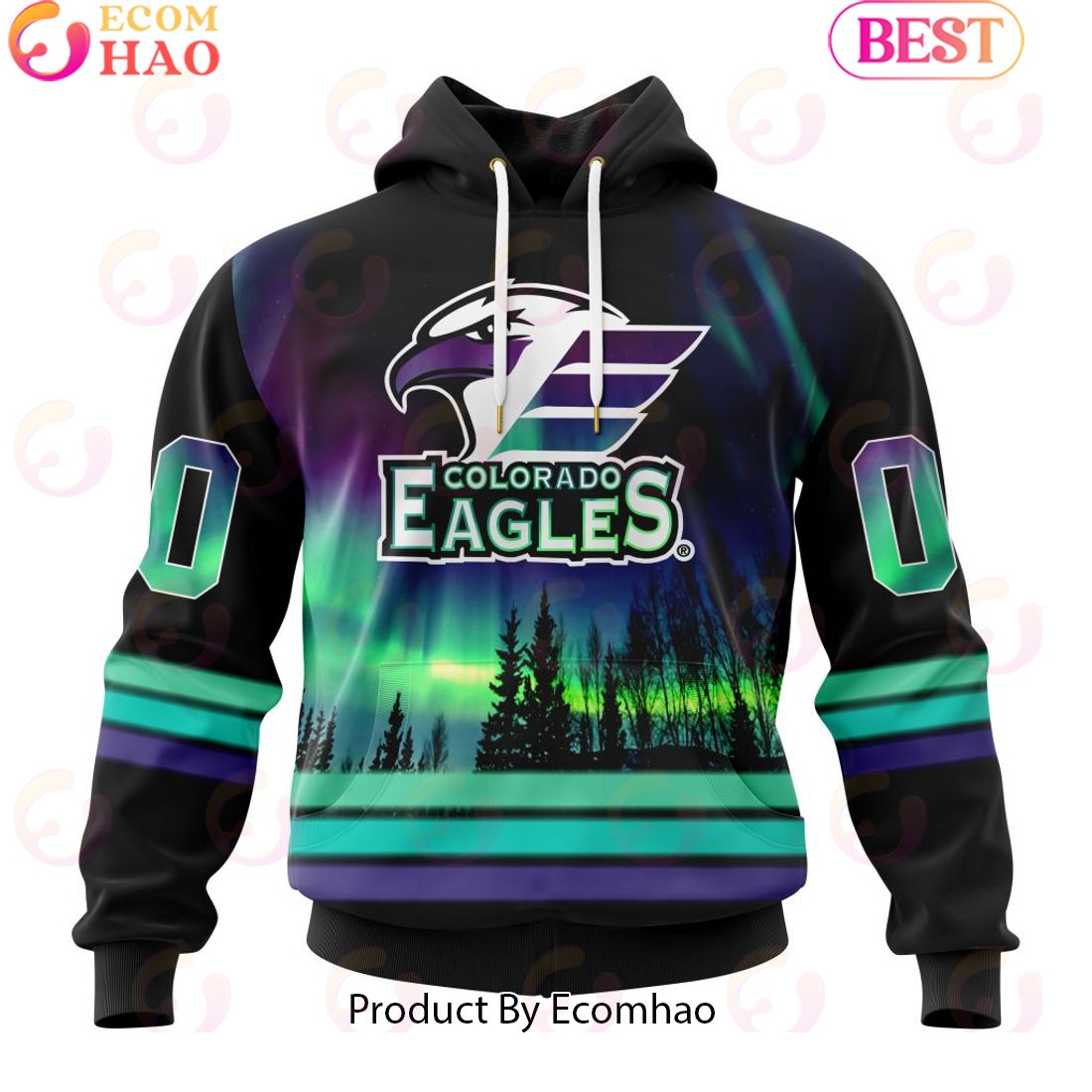 Personalized Colorado Eagles Special Design With Northern Lights 3D Hoodie