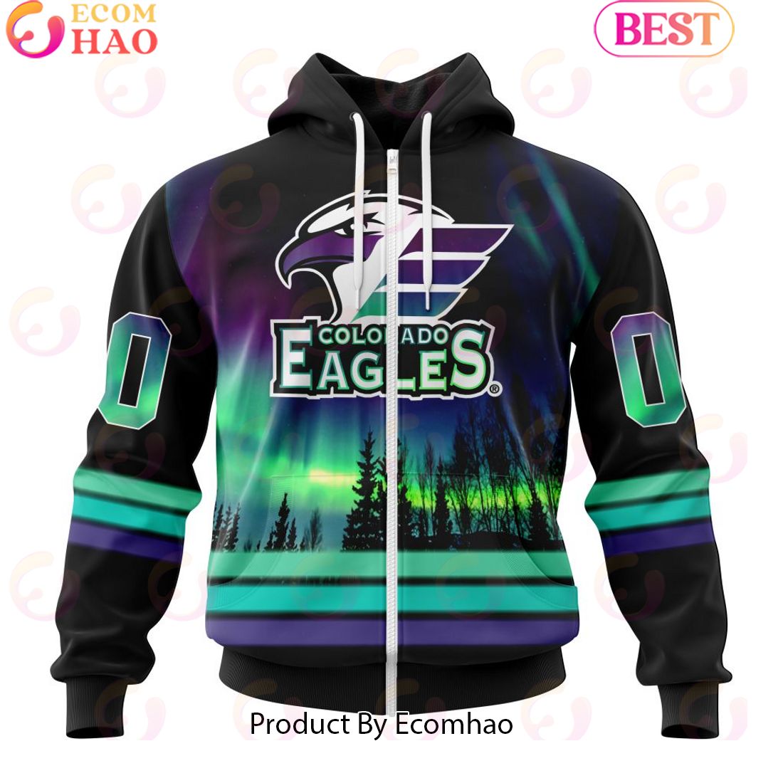 Personalized Colorado Eagles Special Design With Northern Lights 3D Hoodie