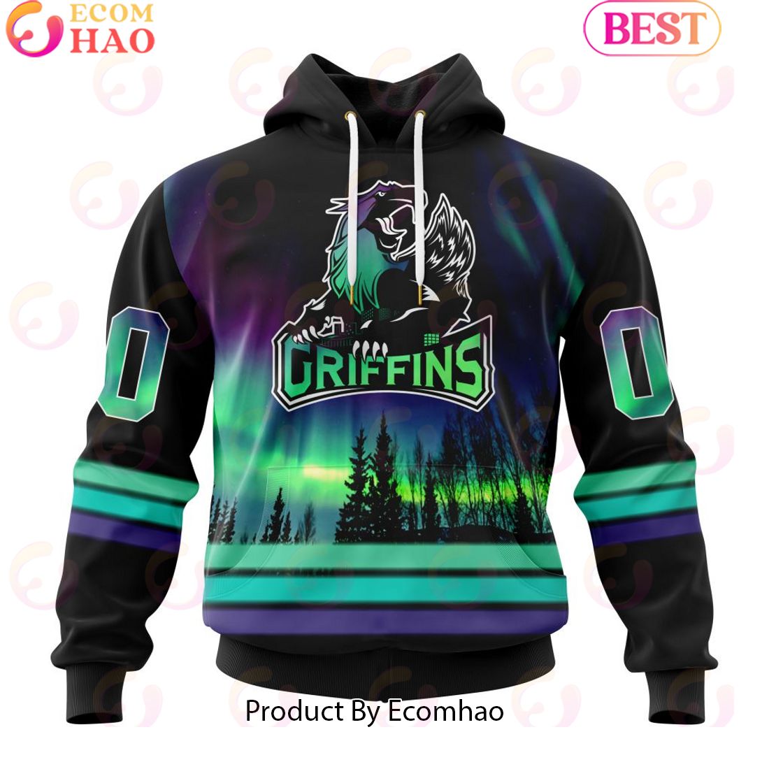 Personalized Grand Rapids Griffins Special Design With Northern Lights 3D Hoodie