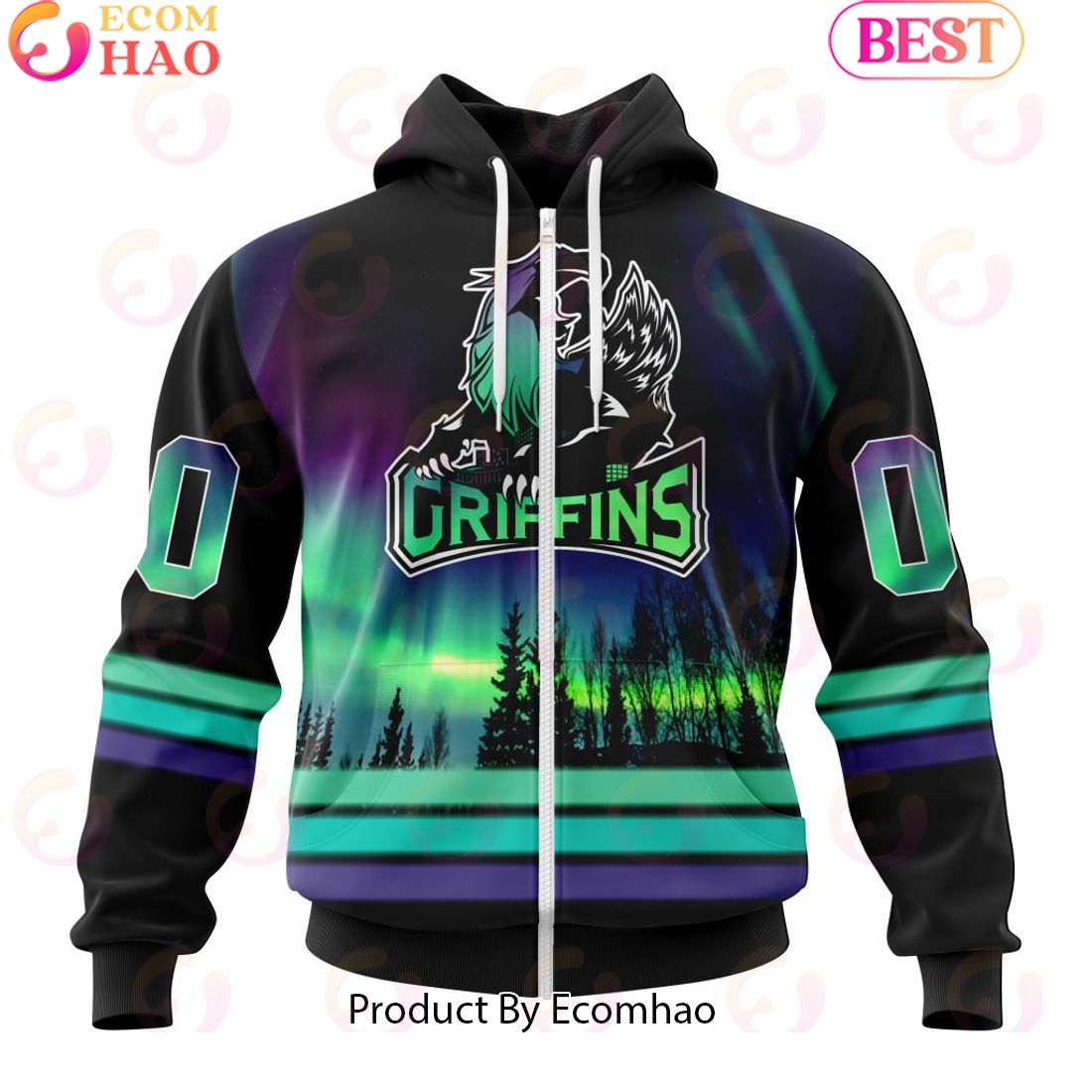 Personalized Grand Rapids Griffins Special Design With Northern Lights 3D Hoodie