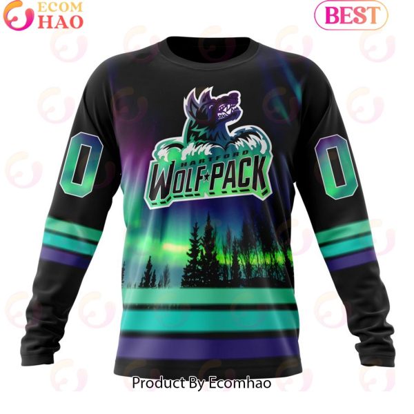 Personalized Hartford Wolf Pack Special Design With Northern Lights 3D Hoodie