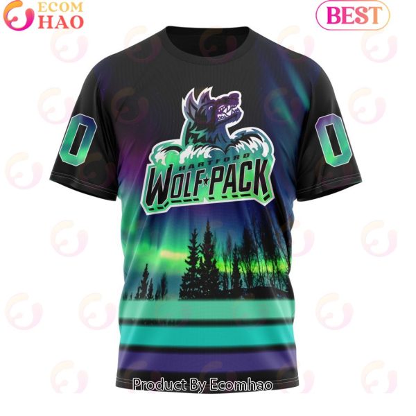 Personalized Hartford Wolf Pack Special Design With Northern Lights 3D Hoodie