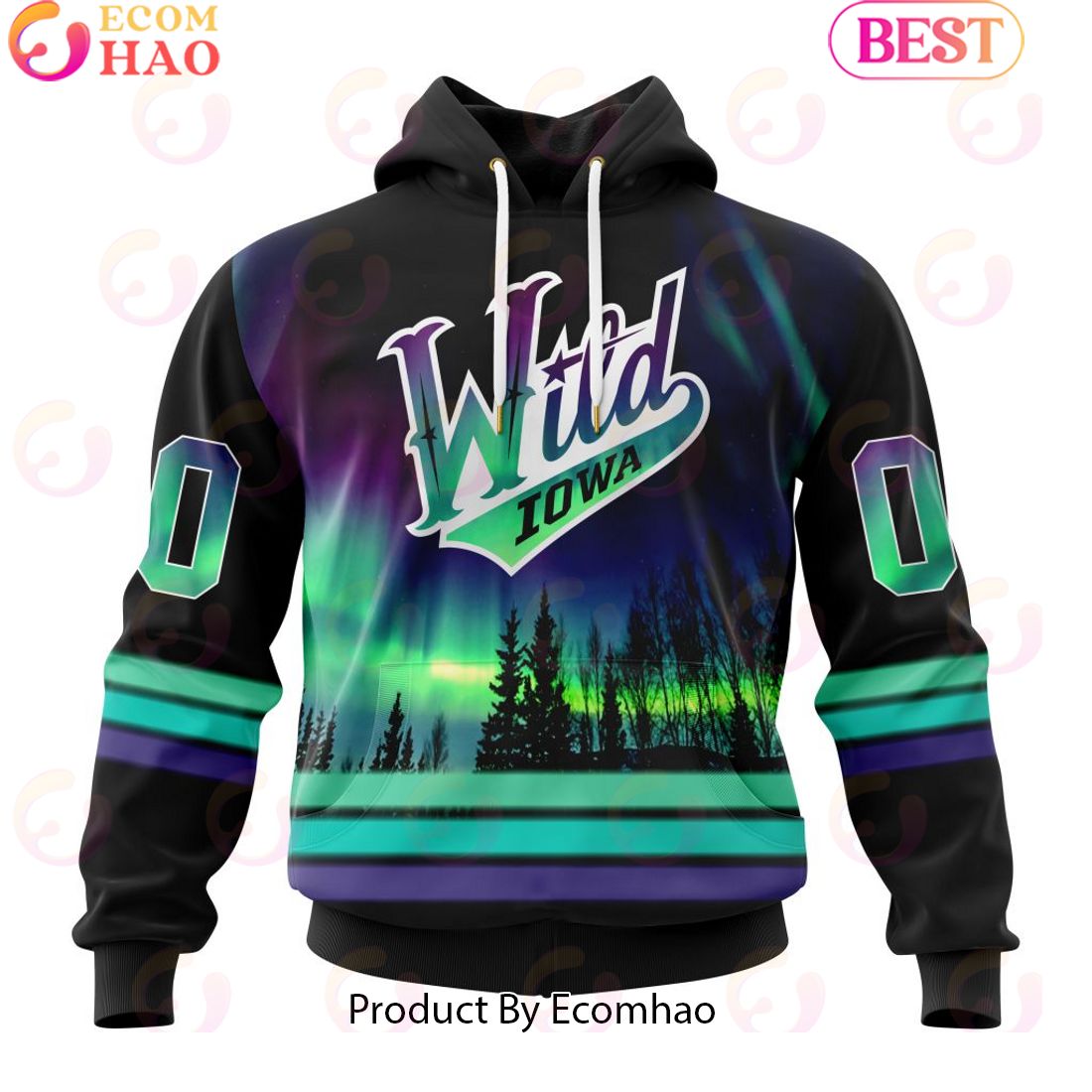 Personalized Iowa Wild Special Design With Northern Lights 3D Hoodie