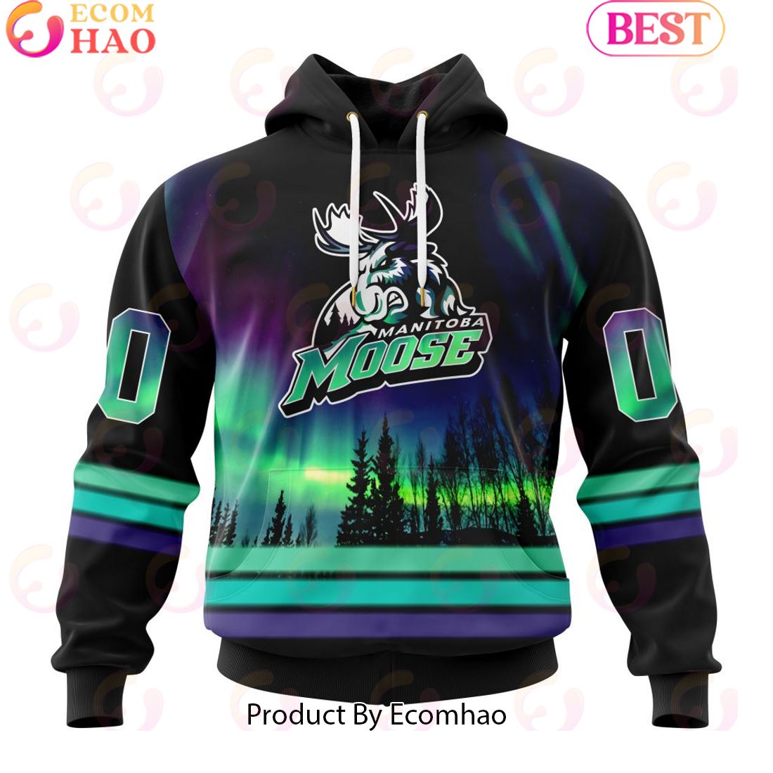 Personalized Manitoba Moose Special Design With Northern Lights 3D Hoodie