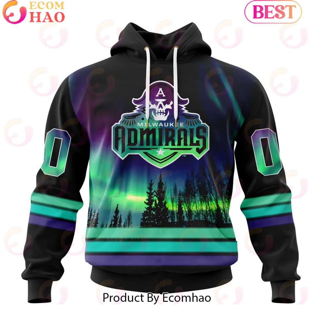 Personalized Milwaukee Admirals Special Design With Northern Lights 3D Hoodie