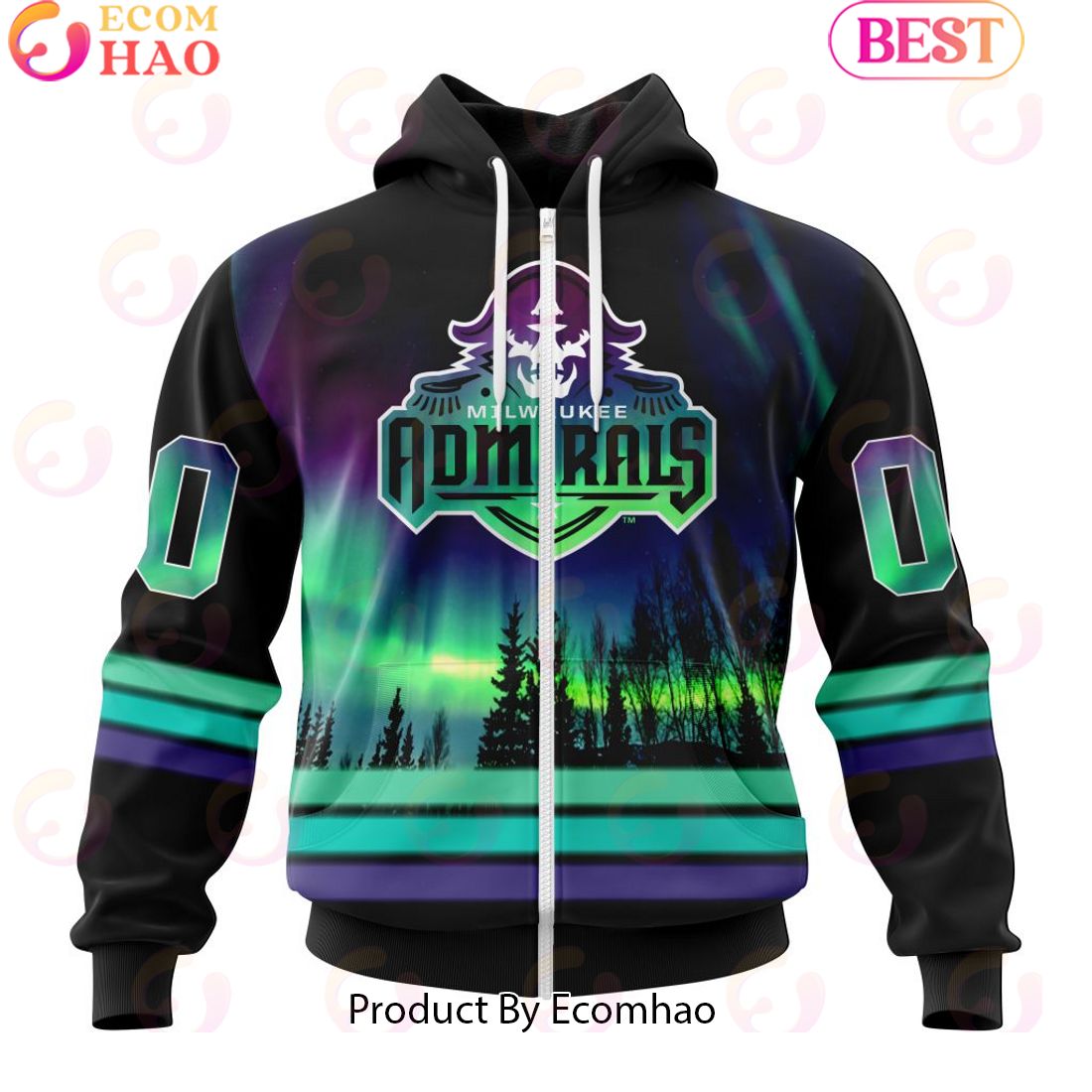 Personalized Milwaukee Admirals Special Design With Northern Lights 3D Hoodie