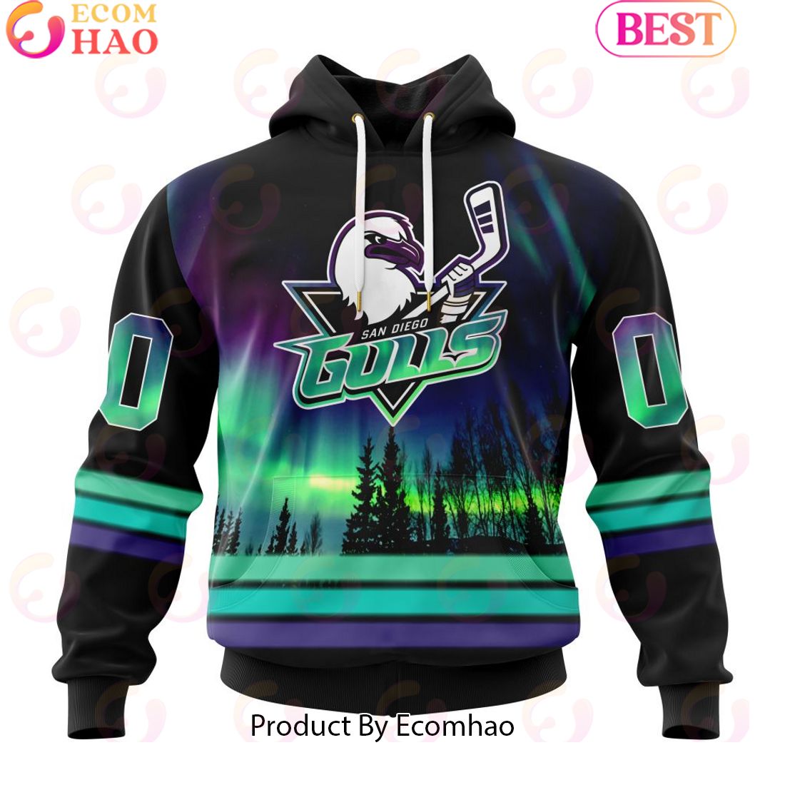 Personalized San Diego Gulls Special Design With Northern Lights 3D Hoodie