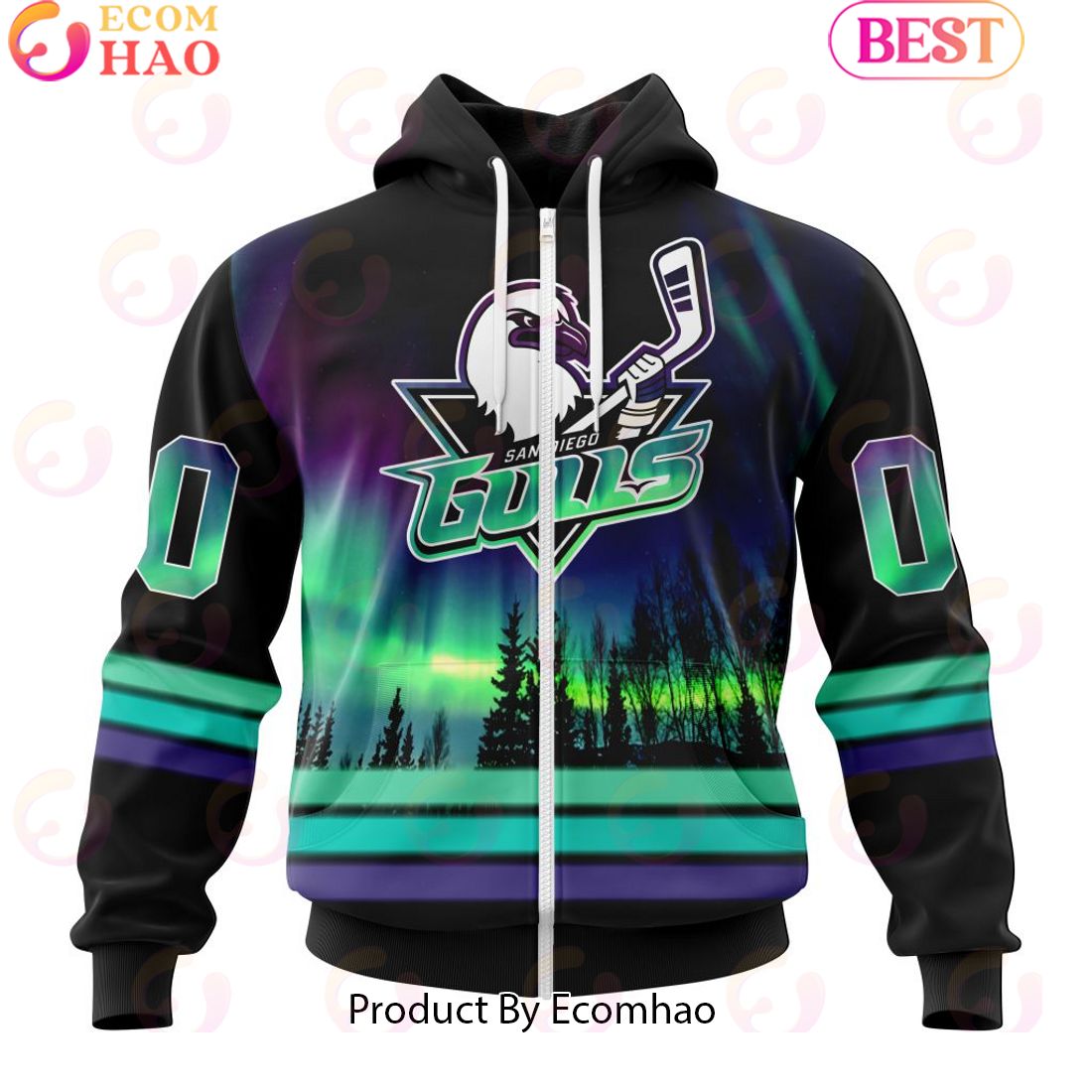 Personalized San Diego Gulls Special Design With Northern Lights 3D Hoodie