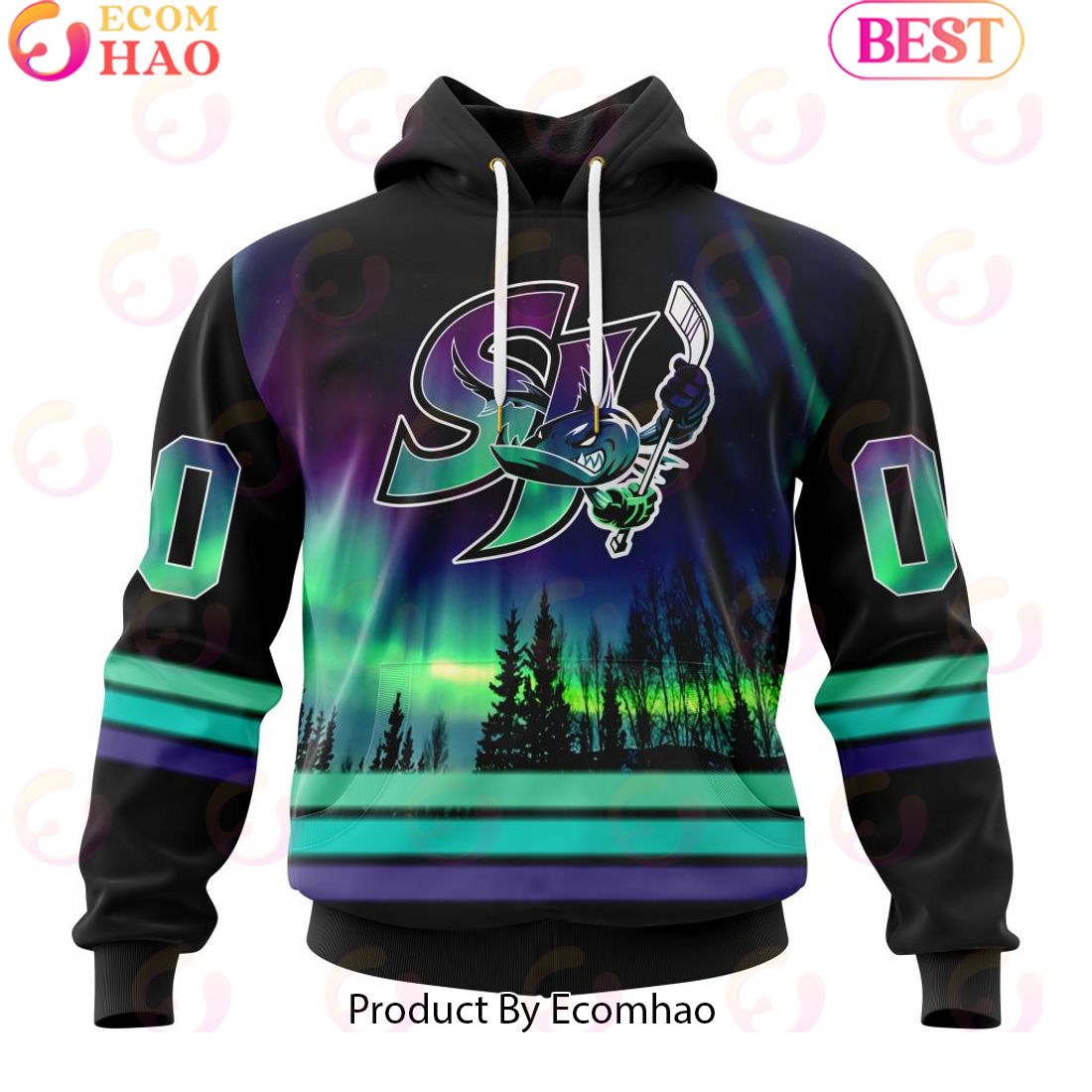 Personalized San Jose Barracuda Special Design With Northern Lights 3D Hoodie