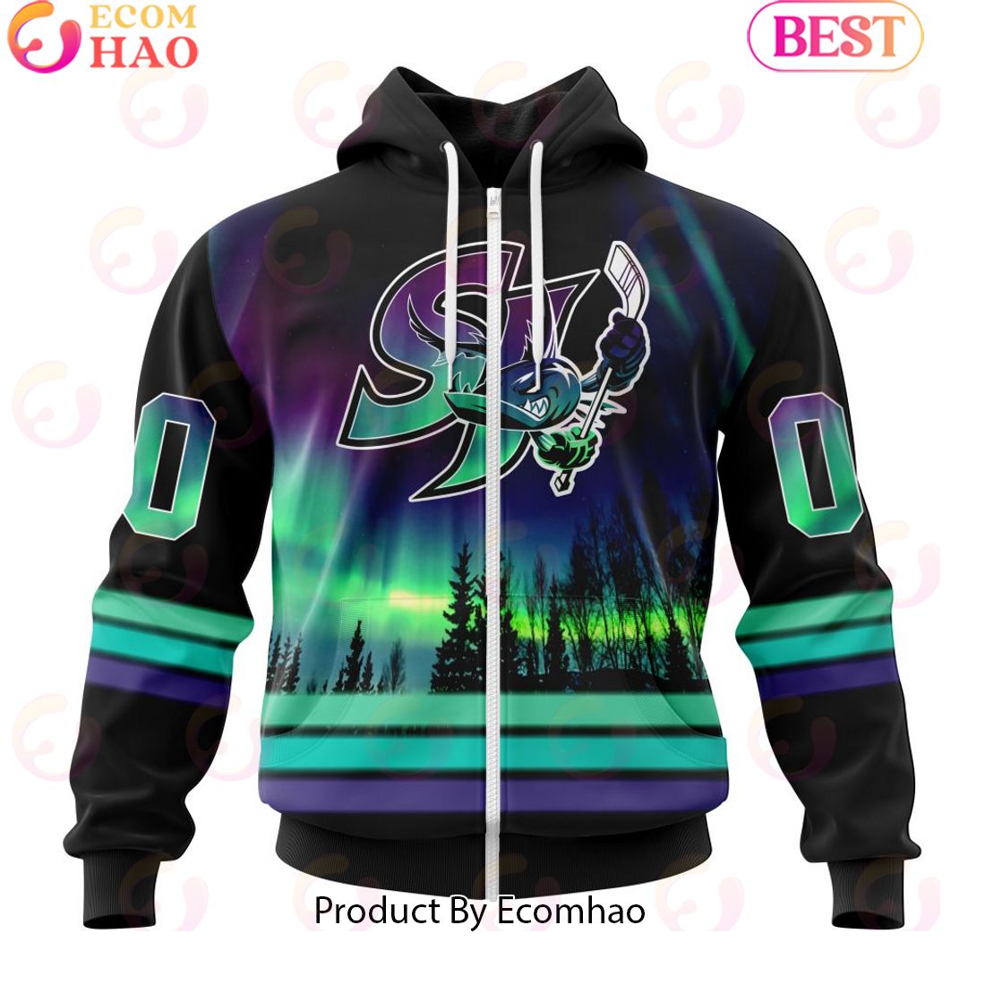 Personalized San Jose Barracuda Special Design With Northern Lights 3D Hoodie